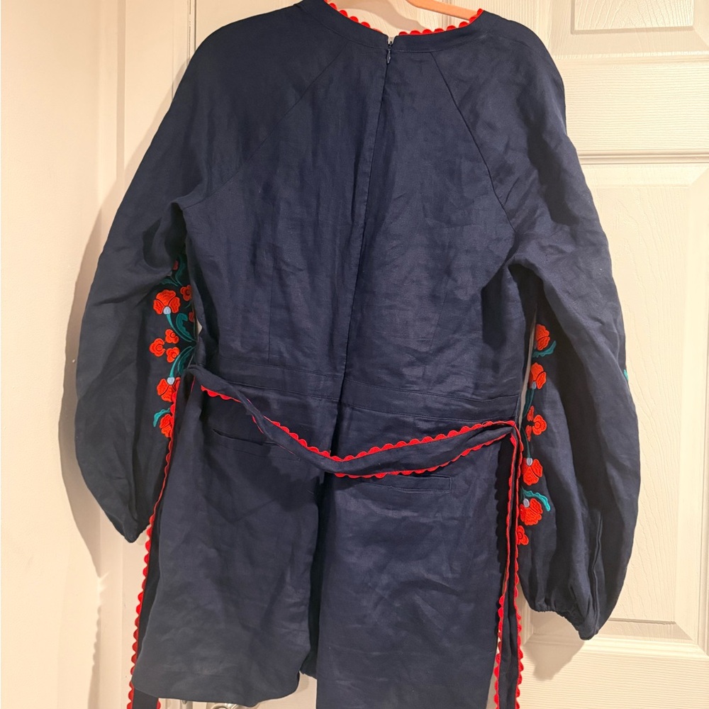 Boden Dark Blue Romper with Vibrant Red Accents - Picture 4 of 9